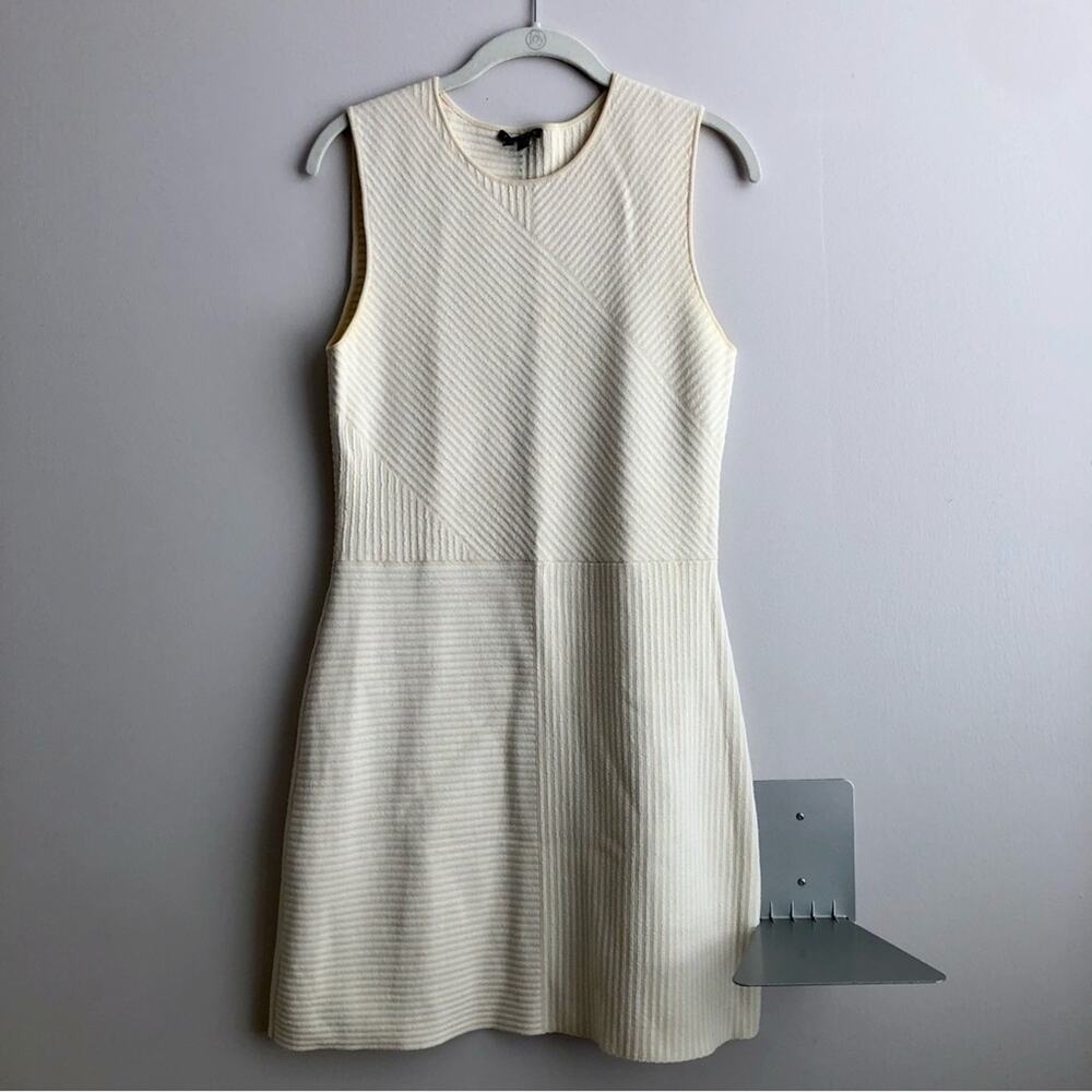 Theory Irelia Geometic-Knit Sleeveless Ivory White Dress Women's Size M - Picture 4 of 11